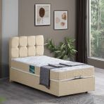 Setay Berlin 90x200 cm Krem Tek Kişilik Baza Başlık Comfort Yatak Seti