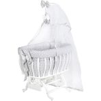 Setay Beşik, Fiyonklu, Yıldızlı Mdf Sallanan Beşik + Uyku Seti + Cibinlik - Gri - 82 x 64 x 97 cm
