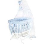 Setay Beşik, Fiyonklu, Yıldızlı Mdf Sallanan Beşik + Uyku Seti + Cibinlik - Mavi - 82 x 64 x 97 cm