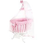 Setay Beşik, Fiyonklu, Yıldızlı Mdf Sallanan Beşik + Uyku Seti + Cibinlik - Pembe - 82 x 64 x 97 cm