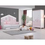 Setay City Montessori Çocuk Odası Takımı - 3 Kapaklı Dolap, Yavrulu Yatak - Pembe