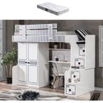Setay Çizgi Ranza 2 Kapaklı Dolap Çalışma Masası + 1 Adet Comfort Yatak - Beyaz - 90 x 190 cm