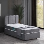 Setay Defne Gri 90x200 cm İkili Set Tek Kişilik Baza Başlık
