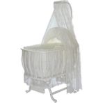 Setay Doğal Ağaç Beşik, Lüx Sallanan Beşik + Uyku Seti + Cibinlik - Krem - 82 x 64 x 97 cm