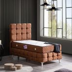 Setay Duke Açık Kahve 90x190 cm Lüx İkili Set Tek Kişilik Baza Başlık