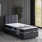 Setay Eylül 120x200 cm Antrasit Tek Kişilik Baza Başlık Comfort Yatak Seti