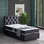 Setay Eylül 90x190 cm Antrasit Tek Kişilik Baza Başlık Comfort Yatak Seti