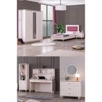 Setay Ezgi Lux Genç Odası - 3 Kapılı Dolap, Karyola, Komodin, Masa, Şifonyer, Kitaplık