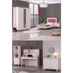 Setay Ezgi Lux Genç Odası - 3 Kapılı Dolap, Karyola, Komodin, Masa, Şifonyer, Kitaplık