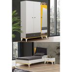 Setay Giallo Genç Odası - 3 Kapılı Dolap, Karyola, Komodin