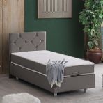 Setay Glamis İkili Set Tek Kişilik Baza Başlık Seti - Gri - 90 x 200 cm