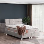 Setay Gümüş İkili Set Tek Kişilik Baza Başlık - Gri - 90 x 190 cm