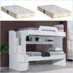 Setay İnci 2li Ranza, Beyaz + 2 Adet Comfort Yatak - 90 x 190 cm