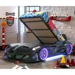 Setay Jaguar Full Ledli Koltuklu Bazalı Arabalı Yatak, Siyah - 90 x 190 cm