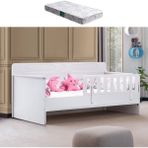 Setay Karyola, Flora Montessori Karyola - Beyaz + 1 Adet Comfort Yatak - Çok Renkli