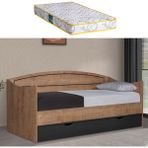 Setay Karyola, Soft Çekmeceli Karyola + 1 Adet Comfort Yatak - Antrasit, Ceviz - 90 x 200 cm - Antrasit - Ceviz