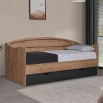 Setay Karyola, Soft Çekmeceli Karyola 90X200 - Ceviz/gri - Ceviz - Gri - 90 x 200 cm