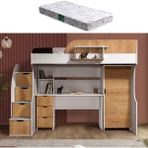 Setay Litera Ranza Dolap Masa + 1 Adet Comfort Yatak, Beyaz/Açık Ceviz - Ceviz - Beyaz - 90 x 190 cm