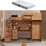 Setay Litera Ranza Dolap Masa + 1 Adet Comfort Yatak, Koyu Ceviz - 90 x 190 cm