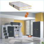 Setay Metris Ranza 2 Kapaklı Dolap Çalışma Masası, 3 Kapaklı Dolap + 1 Adet Comfort Yatak - 90 x 190 cm - Antrasit