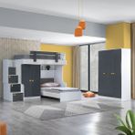 Setay Metris Ranza 2 Kapaklı Dolap Karyola + 3 Kapaklı Dolap - 90 x 190 cm - Antrasit