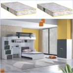 Setay Metris Ranza 2 Kapaklı Dolap Karyola Çalışma Masası + 2 Adet Comfort Yatak - 90 x 190 cm - Antrasit