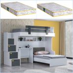 Setay Metris Ranza Karyola Çalışma Masası + 2 Adet Comfort Yatak - 90 x 190 cm - Antrasit