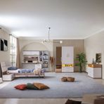 Setay Milano Genç Odası - 3 Kapaklı Aynalı Dolap, Karyola, Komodin, Çalışma Masası, Şifonyer, Kitaplık - Beyaz