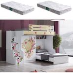 Setay Mira Ranza Karyola 2 Kapaklı Dolap + 2 Adet Comfort Yatak - Beyaz - 90 x 190 cm