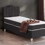 Setay Mobilya 100x200 cm Antrasit Gri Trend Baza Başlık ve Letto Yatak Seti