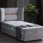 Setay Mobilya 100x200 cm Gri Lizbon Baza Başlık ve Comfort Yatak Seti
