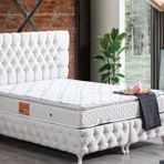 Setay Mobilya 100x200 cm Krem Roma Baza Başlık ve Real Pedli Yatak Seti