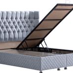 Setay Mobilya 140x190 cm Açık Gri Napoli Baza ve Başlık Seti