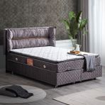 Setay Mobilya 140x190 cm Antrasit Gri Barselona Baza Başlık ve Real Pedli Ortopedik Yatak Seti