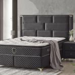 Setay Mobilya 150x200 cm Antrasit Royal Baza Başlık ve Yatak Seti