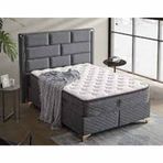Setay Mobilya 150x200 cm Keten Gri Royal Baza Başlık ve Yatak Seti
