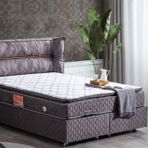 Setay Mobilya 180x200 cm Antrasit Gri Barselona Baza Başlık ve Real Pedli Ortopedik Yatak Seti