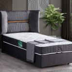 Setay Mobilya 90x190 cm Antrasit Lizbon Baza Başlık ve Comfort Yatak Seti