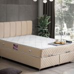 Setay Mobilya 90x200 cm Tetra Bej Baza Başlık ve Yatak Seti