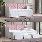Setay Mobilya Alaçatı Bazalı Divan Karyola Çekmeceli + Soft Yatak - Pembe