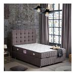 Setay Mobilya Antrasit 140x190 cm Duke Çift Kişilik Baza Başlık Deluxe Full Ortopedik Yatak Seti