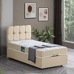 Setay Mobilya Krem 90x190 cm Berlin Tek Kişilik Baza Başlık Seti