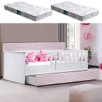 Setay Mobilya Yavrulu Karyola, Flora Yavrulu Montessori Karyola - Pembe + 2 Adet Comfort Yatak Çok Renkli