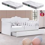 Setay Mobilya Yavrulu Karyola, Flower Yavrulu Montessori Karyola - Beyaz + 2 Adet Comfort Yatak