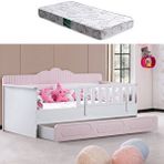 Setay Mobilya Yavrulu Karyola, Flower Yavrulu Montessori Karyola - Pembe + 1 Adet Comfort Yatak Çok Renkli