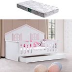 Setay Mobilya Yavrulu Karyola, Poli Yavrulu Montessori Yatak - Pembe + 1 Adet Comfort Yatak Çok Renkli