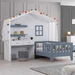 Setay Montessori Karyola, Çeşme Masalı Montessori Yatak - Gri - 90 x 190 cm