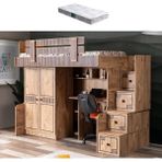 Setay Natural Ranza 2 Kapaklı Dolap Çalışma Masası + 1 Adet Comfort Yatak - Ceviz - 90 x 190 cm