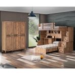 Setay Natural Ranza Karyola Çalışma Masası 3 Kapaklı Dolap - 90 x 190 cm - Ceviz