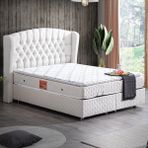 Setay Nice Tek Kişilik Baza Başlık Real Pedli Yatak Seti, Krem - 90 x 190 cm